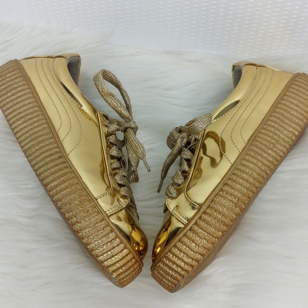 Akira Metallic Gold Katie Platform Creepers